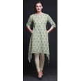 thumbnail image 3 of Bimba White Floral Block Asymmetric Kurta Indian Tunic Tops For Women Printed Indian Clothing Small, 3 of 6