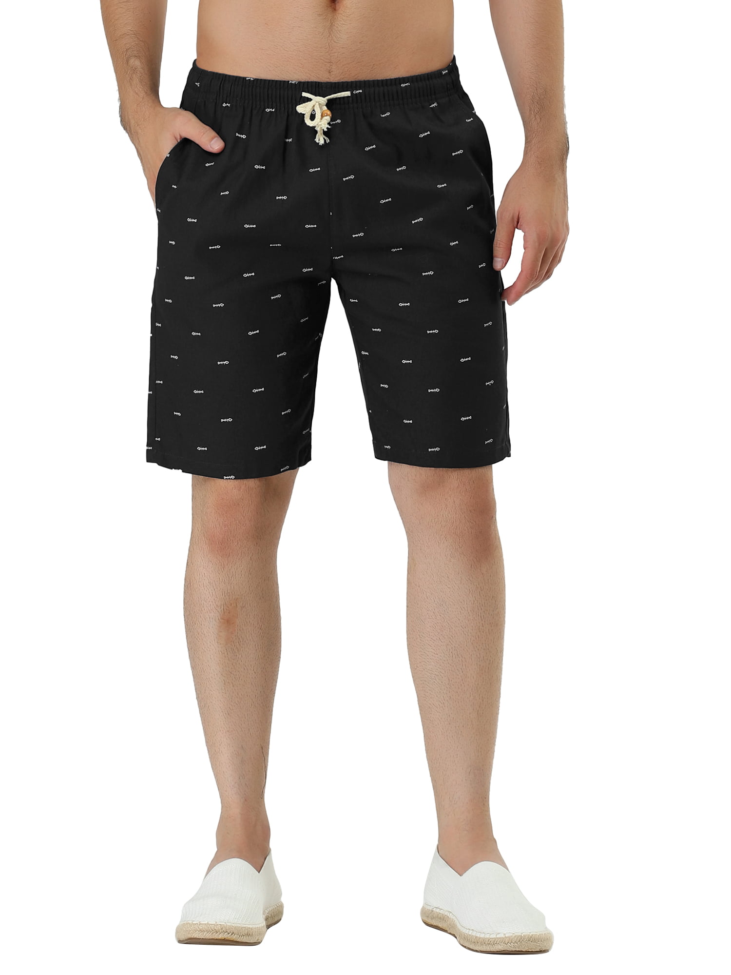 Mens Stars Pattern Shorts Elastic Waist Pockets Lightweight Beach Shorts Boardshort 