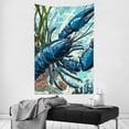 thumbnail image 4 of ZFLMY Blue Lobster Coral Reef Seaweed Print Wall Tapestry Art 40*60in, 4 of 6