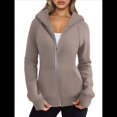 thumbnail image 1 of Sudaderas con Capucha y Cremallera para Mujer, Chaquetas de Forro , Sudaderas de Gran Tamaño, Conjuntos de Moda de Otoño, Suéteres, Ropa de Invierno. Caqui L, 1 of 10