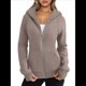 thumbnail image 1 of Sudaderas con Capucha y Cremallera para Mujer, Chaquetas de Forro , Sudaderas de Gran Tamaño, Conjuntos de Moda de Otoño, Suéteres, Ropa de Invierno. Caqui L, 1 of 10