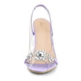 thumbnail image 3 of BLISSFUL STEP Women's Flower Rhinestone Slingback Clear Mid Heel Slip On Sandals Purple 5.5, 3 of 8