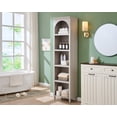 thumbnail image 2 of Aitjunz Tall Arched Bookcase, 5-Tier Narrow Bookshelf with Open Display Shelves for Living Room, Light Gray, 2 of 6