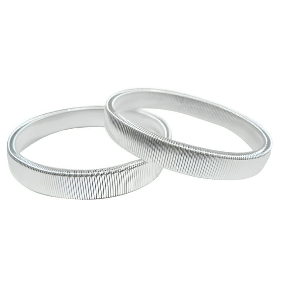 DESIGNICE 2pcs Shirt Sleeve Holder Metal Elastic Armband Sleeve Garter Bracelet (Silver)