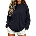 thumbnail image 3 of Mock Neck Sweatshirts for Women Oversized Pullover Top Woman Fall Daily Outfits, 3 of 6