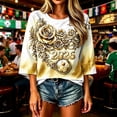 thumbnail image 6 of Levmjia Women's 3/4 Sleeve Graphic Tee England Lion 2026 Football Soccer Top Vintage Style Casual Crew Neck T Shirt Summer, 6 of 7