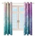 thumbnail image 3 of Colorful Gradient Fish Scale Texture Mermaid Blackout Curtains, Watercolor Pattern Window Treatment Grommet Curtains for Bedroom Thermal Insulated Window Curtains for Living Room 2 Panel Set, 3 of 5