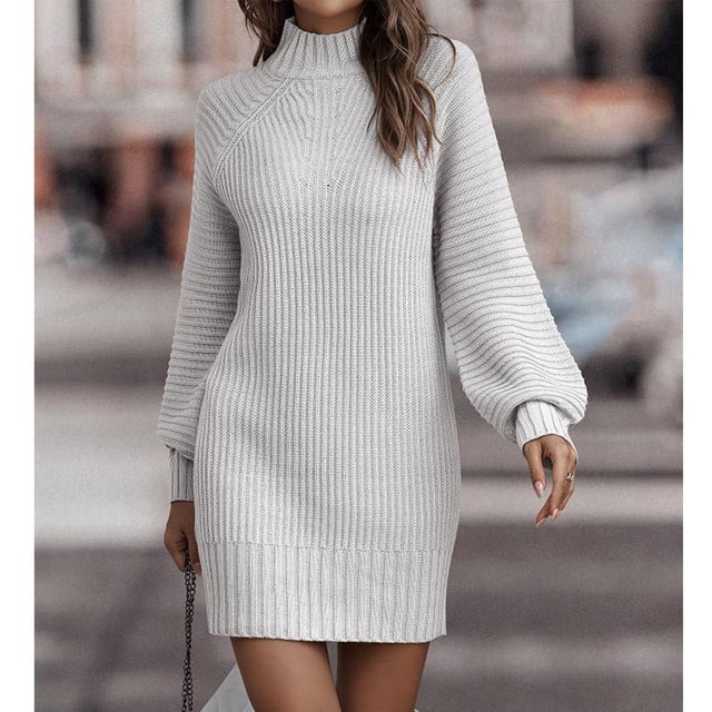 Ribbed Bodycon Sweater Dress, Casual Soft Ribbed Long Sleeve Bodycon Fashion For Female For Dating