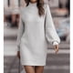 thumbnail image 1 of Mini Sweater Dress Pure Color Bodycon Sweater Dress Lantern Sleeves Fashion Soft for Winter for Girls ANGGREK Otros, 1 of 6