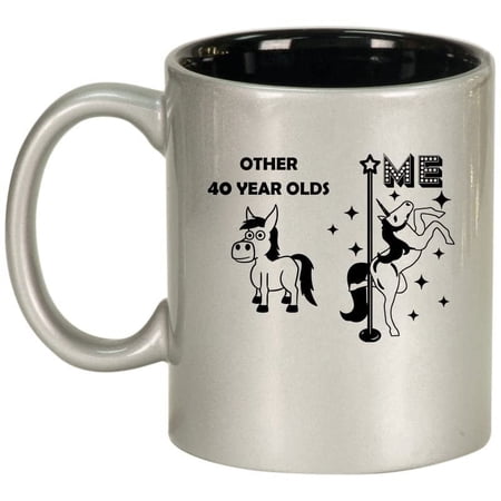40 Year Old Superstar Unicorn Funny 40th Birthday Ceramic Coffee Mug Tea Cup Gift for Her Friend Coworker Sister (11oz Silver)