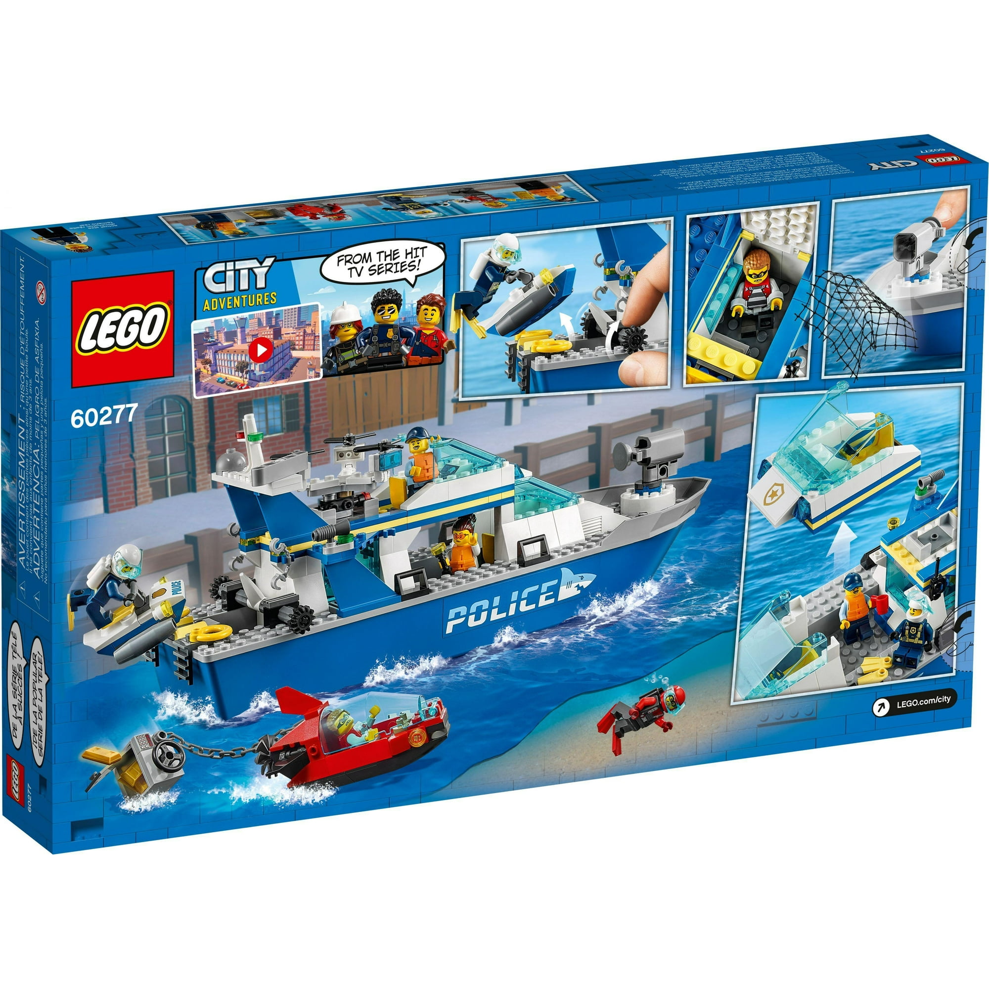 LEGO City Police Patrol Boat 60277 Block Building Set and Minifigs for Kids Walmart