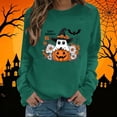 thumbnail image 2 of Women's Long Sleeve Crew Neck Sweatshirt Halloween Cute Ghost Pumpkin Graphic Relaxed Fit Casual Holiday Pullover Tops, 2 of 5