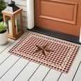 thumbnail image 4 of 2x3 Ft Entryway Area Rug, Brown Western Texas Star Vintage Kitchen Rug Runner Washable Floor Mat, Rustic Farmhouse Red Plaid Non Slip Indoor Door Mat Throw Carpet for Bathroom Living Room Bedroom, 4 of 8