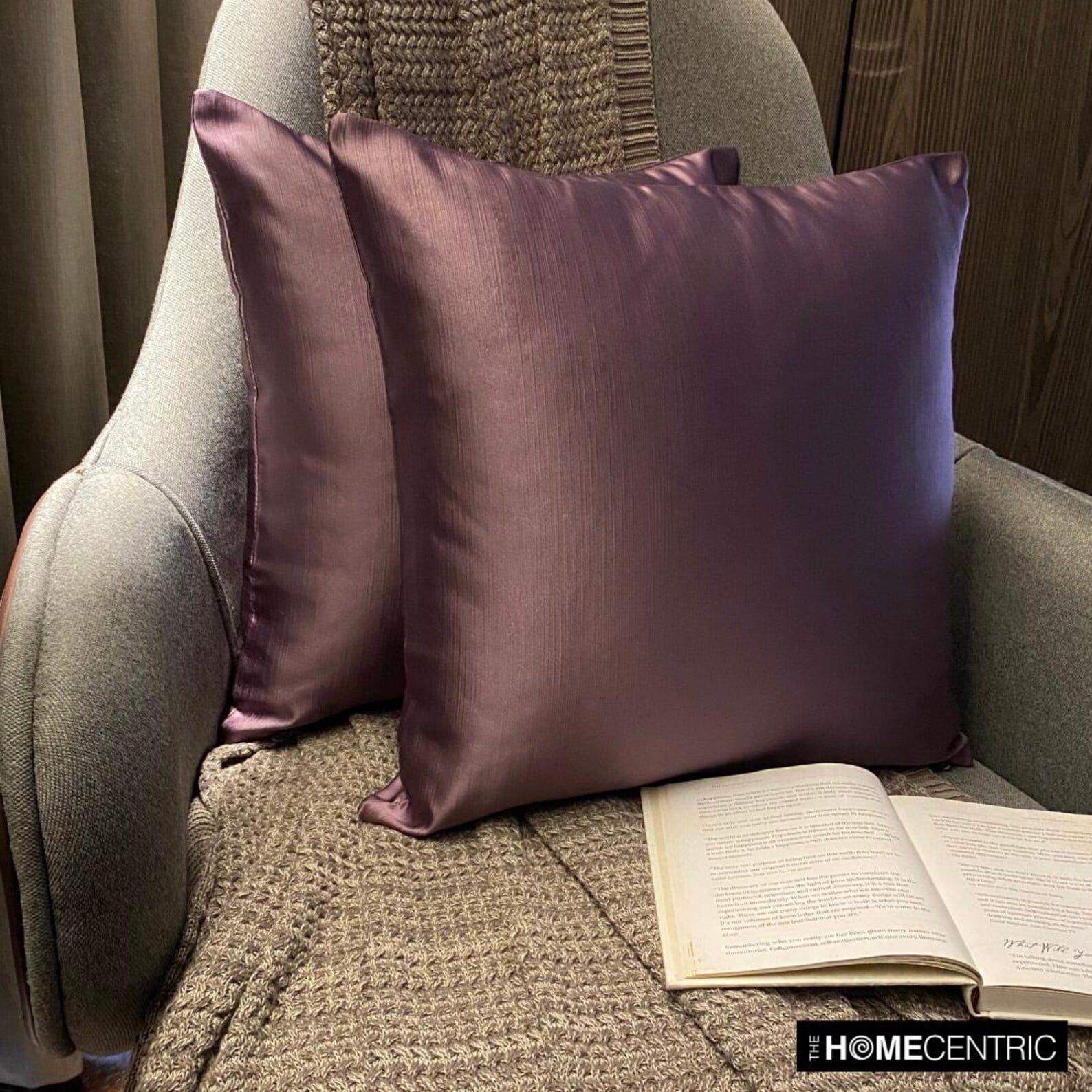The HomeCentric Decorative Lumbar Pillow Cover Lilac Pack Of 2, 14"x26" (35x65 cm) Satin Solid Oblong Pillow Cover, Solid Modern Style - Lilac Slub Satin