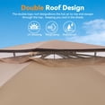 thumbnail image 6 of 11' x 13' Patio Gazebo with LED Lighting, Sturdy Outdoor Shelter Canopy featuring a Durable Metal Frame, Dual Roof Design, Mesh Netting, and Curtains for Garden, Lawn, or Backyard Use, 6 of 8