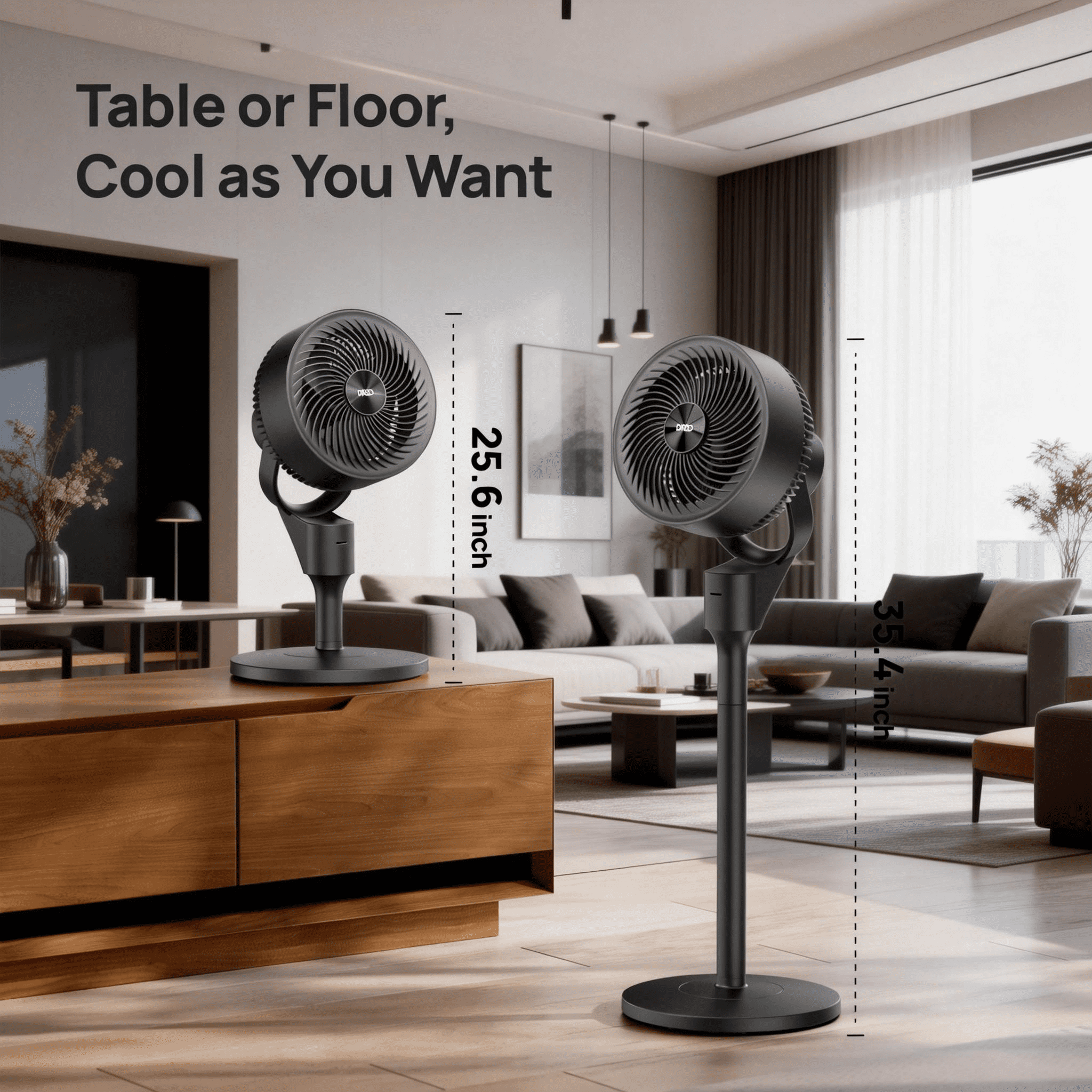 DREO Fan for Bedroom, 90 ft Powerful Airflow, 20 dB Ultra Quiet, 90° Oscillating Standing Fan, Whole Room Cooling, DC Motor, 8 Speeds, 3 Modes, 38-42" Height, 8H Timer, 105° Tilt