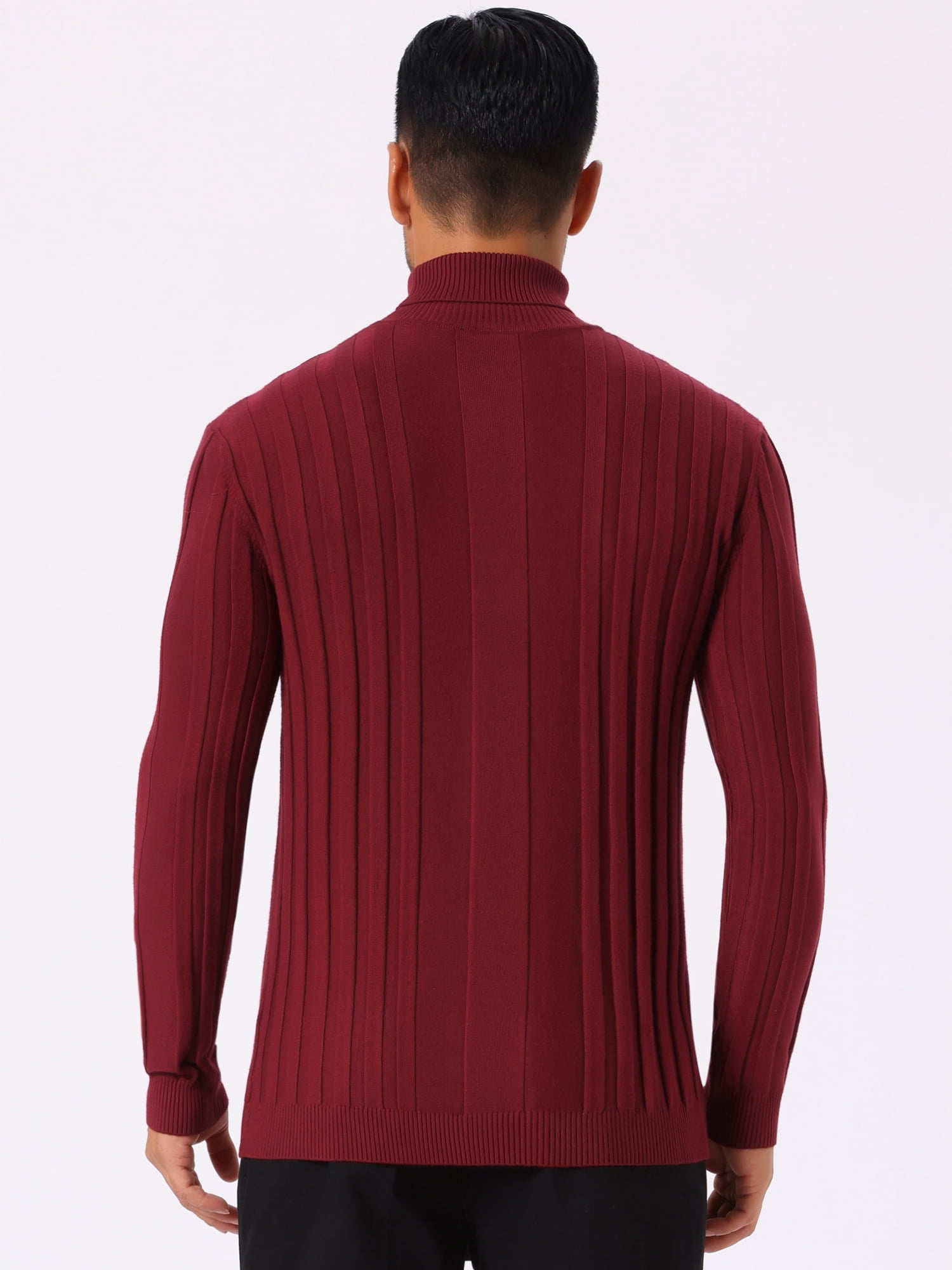 DARING DIVA Men's Solid Turtle Neck Warm Knitted Pullover Sweater S Red