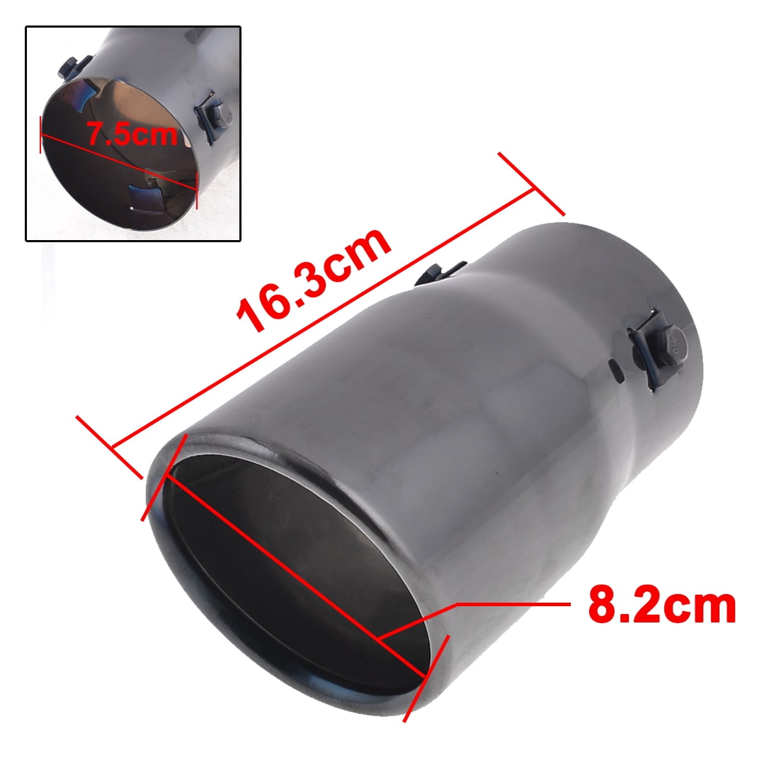 Unique Bargains 3" Inlet Diameter Black Stainless Steel Car Exhaust Pipe Tip Muffler Tail