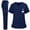Navy, variant on Medical Nurse Uniform for Women 2 Piece Solid Scrubs Set Lightweight Comfy Short Sleeve V-Neck Tunics with Elastic Drawstring Waist Pants