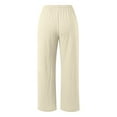 thumbnail image 4 of Women's Casual Pants Straight Leg Comfortable Elastic Waist Soft Trousers Versatile Daily Wear Stretchable Breathable Pure Color plus Size Casual Pants Rompers for Women Womens Pants Petite Casual, 4 of 7
