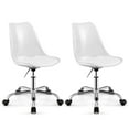 thumbnail image 1 of Costway 2 PCS Clear Desk Chair with Swivel Seat & Soft PU Leather Cushion Universal Wheels, 1 of 10