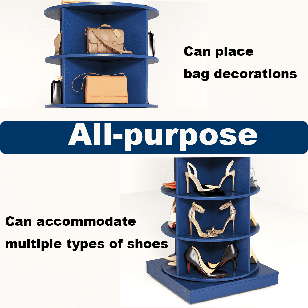 Miniyam 360° Rotating Shoe Rack, 6-Tiers Shoe Rack Organizer for Entryway, Blue