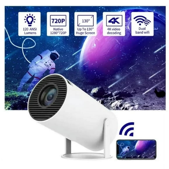 4K Mini Projector, HY300 Pro Smart Projector with WiFi 6 and Bluetooth 5, Portable Android 11 Projector with 130" Display, 180° Rotation, and Auto Keystone Correction