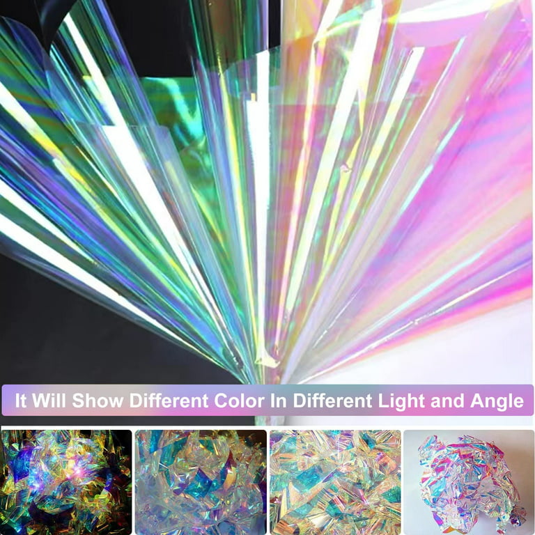 MAOUYWIEE 1 Roll Iridescent Cellophane Roll Iridescent Wrapping Paper Cellophane Wrap for Gift Baskets Iridescent Film Halloween Christmas DIY Wrappi