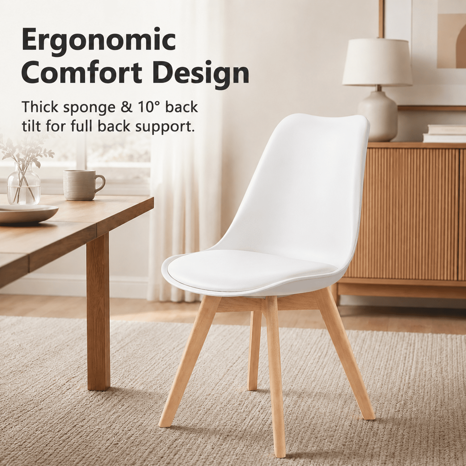 Alvantor Dining Chairs Set of 4 PU Leather, Modern Kitchen Table Chairs with Wooden Legs and Soft Padded Seat for Kitchen/Living Room/Restaurant