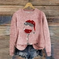 thumbnail image 4 of Christmas Sweater for Women with Lights Fall and Winter Christmas Red Glass Print Round Neck Long Sleeved Casual Pullover Sweater Jumper Tops , L, 4 of 4