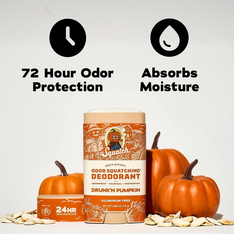 Dr. Squatch, Mens Deodorant Stick, 2.65 Oz, Drunk'n Pumpkin