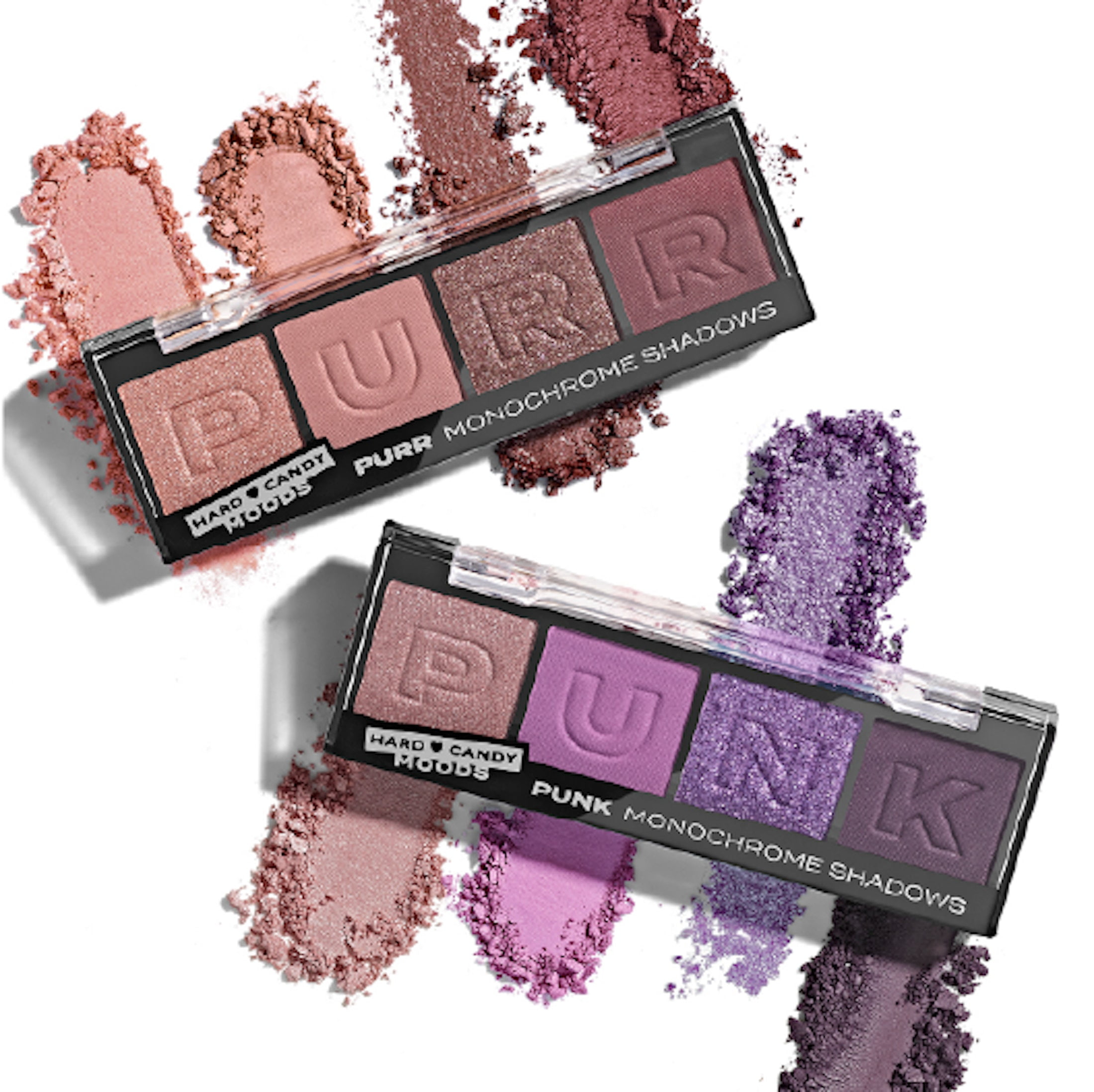 (2 pack) Hard Candy, Moods Shadow Palette, 4 Bold & Buildable Monochromatic Shades, PUNK, .10oz