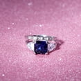 thumbnail image 4 of YYKihy Bright Zircon Ring Round Blue Stone Jewelry Fashion Jewelry Engaged Ring For Women, 4 of 9