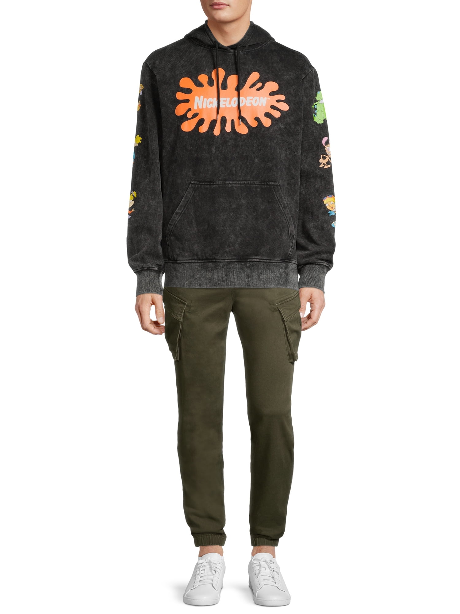 Nickelodeon Mineral Washed Men's & Big Men's Fleece Graphic Hoodie