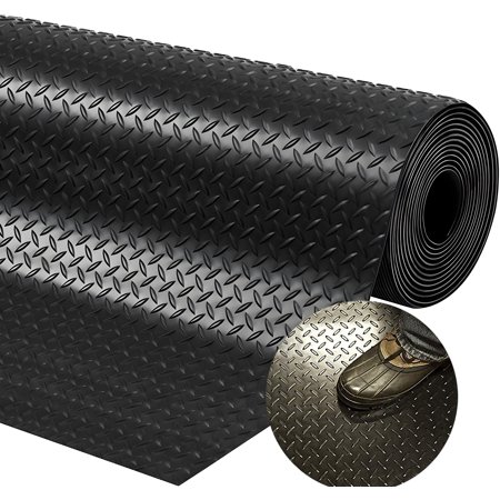 WANLISELL 3.3 x 9.8 ft Garage Floor Mat, 3mm Thick Heavy Duty Diamond Pattern Rug