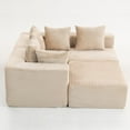 thumbnail image 4 of Modular Boneless Sofa Couch,111" Corduroy Sectional for Living Room, Compressed Convertible Lounge Sofa Bed, 4-Seat Modern No Assembly Couch, Vacuum-Pack Shipping (Beige), 4 of 9