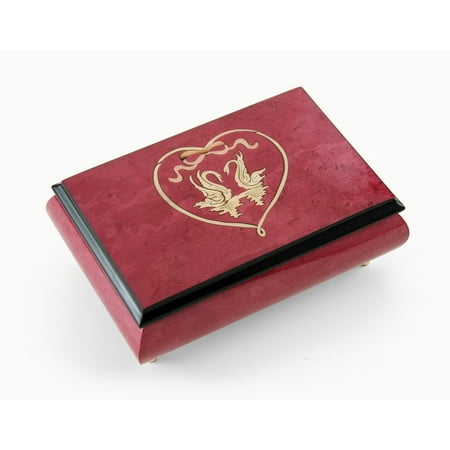 Outline Music Note Romantic 30 Note Red-Wine Swans in Heart Outline Music Box - I’ll Always Love You (Not Whitney Houston) ()