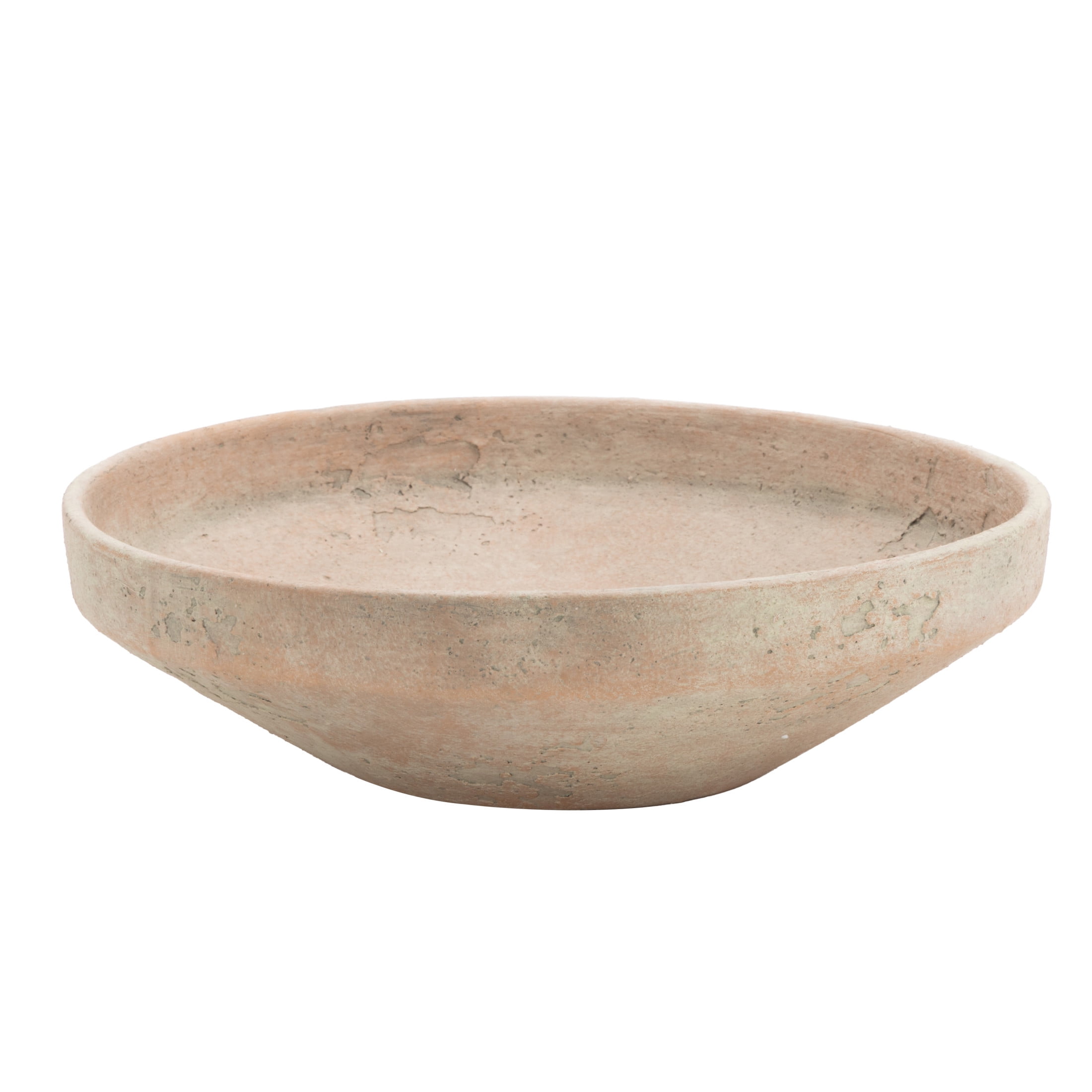 DecMode 12" Round Textured Beige Ceramic Decorative Bowl