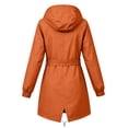 thumbnail image 5 of Moxiu Women Rain Coat Light Weight Waterproof Rain Jackets with Hood Outdoor Striped Lined Travel Jacket Windbreaker Orange,S, 5 of 8