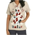 thumbnail image 2 of Holiday Gifts! Titcea Christmas Scrub Tops Women Cute Xmas Printed Short Sleeved V Neck Scrub Tops with Pockets Lightweight Stretchy Working Uniform, 2 of 5