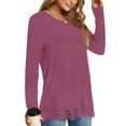 thumbnail image 3 of UVN Fall Tops for Women Long Sleeve Lace Trim V Neck Blouses Dressy Casual A Line Tunic Shirts, 3 of 7