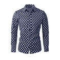 thumbnail image 1 of INSPIRE CHIC Men's Shirt Polka Dots Pattern Point Collar Long Sleeve Button Down Shirt 34 Navy Blue, 1 of 7