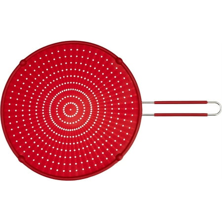 

Silicone Splatter Screen for Frying Pan -Casewin 13 inch Multi-Use Splatter Shield Cooling Mat Drain Board and Strainer. Non-Stick Food Safe & Heat Resistant Universal Pan Cover (Red)