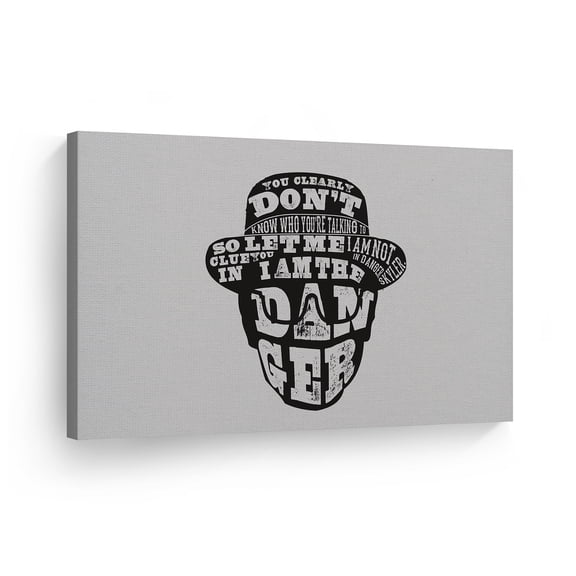 Smile Art Design I Am Not In Danger I Am The Danger Quote Canvas Print Motivational Inspirational Wall Art Saying Home Decor Artwork Bedroom Living Room Ready to Hang Made in the USA - 8x12