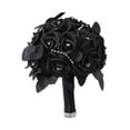 thumbnail image 3 of Flores artificiales de rosas con hojas negras, púas florales, regalo coleccionable, ramo de flores góticas para el hogar, fiesta temática, decoración Negro, 3 of 8