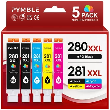 280XL 281XL Ink Cartridges for Canon PGI-280XXL CLI-281XXL Ink Cartridges for PIXMA TR7520 TR8520 TS6120 TS6220 TS8120 TS6320 TS9120 (PGBK Black Cyan Magenta Yellow, 5-Pack)