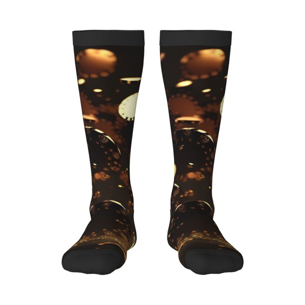 Fotbe Classical Golden Casino Calcetas Divertidas Estampadas para Hombre y Mujer, Calcetas de Algodón hasta la Rodilla para Caminar, Correr, Enfermería y Embarazo