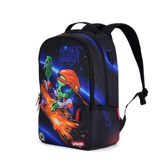 Mochila escolar UNIKER Alien Theme con puerto de carga USB de 15.6 pulgadas