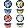 thumbnail image 1 of silesia Handmade 3 oz Ramekins, Ceramic Creme Brulee Pudding Cups Set of 4 - Hand Painted Small Sauce Bowl for Kitchen in Gift Box, Microwave & Dishwasher Safe, 3.5 inch, Assorted Flowers, 1 of 8
