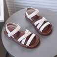 thumbnail image 6 of TOWED22 Girls Sandals Open Toe Breathable Princess Non-Slip Flats Summer Beach Lightweight Rubber Sole Sandals (Toddler/Little Kid) White,10, 6 of 8